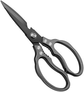CGBE Kitchen Scissors, Multi-Purpose Kitchen Shears, Heavy Duty Dishwasher Safe Food Scissors for Chicken, Poultry, Fish, Meat & Herbs with Non-Slip Grips - ALL Black