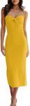 LILLUSORY Women 2025 Summer Spring Corset Bodycon Midi Vacation Sun Dresses Sexy Baby Bridal Shower Wedding Long Maxi Beach Graguation Birthday Party Cocktail Cute Clothes Trendy Outfits Yellow M