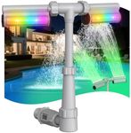 Swimming-Pool Waterfall Fountain w/Colorful Led-Lights - 7 Color Changing Above/Inground Pool Fountain Lights with Remote, Water Sprinkler Adjustable Height Pool Sprayer for Outdoor Yard Decoration