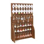 MOOCA Wood Standing Pegboard Jewelry Display With 48 Removable Peg Hooks and Accessory Organizer Screen Countertop Display- Perfect for Jewelry and Other Small Accessories, Brown Color.