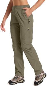 Womens Hiking Convertible Pants Outdoor Waterproof Quick Dry Zip Off Lightweight Fishing Pants,4409,Khaki,4