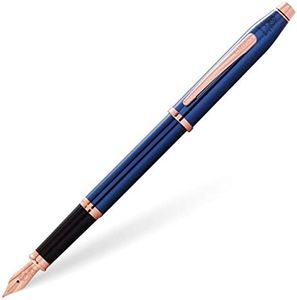 Cross Century II Refillable Fountain Pen, Fine Nib, Includes Luxury Gift Box - Translucent Cobalt Blue Lacquer