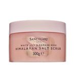 Sanctuary Spa White Lily and Damask Rose Salt Body Scrub, Exfoliating Pink Himalayan Salt with Vitamin E and Almond Oil, Vegan and Cruelty Free, 300g