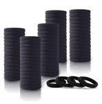 Elina 30 Black Ponytail Holder Elastic Soft Cotton Hair Bands for School Girls/Women, Buns, Rubber Hair tie (Pack of 30)(Black)