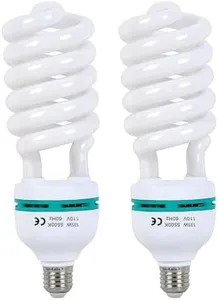 2pcs 135W Light Bulb 5500K CFL Daylight Spiral Softbox Lighting Kit Bulb in E27 Socket for Photography Photo