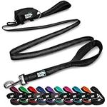 Black Rhino Dog Leash - Heavy Duty 6ft Long Leashes for Medium & Large Dogs | Two-Traffic Padded Comfortable Neoprene Handles for Safety Control Training - Double Handle Reflective Lead - Black