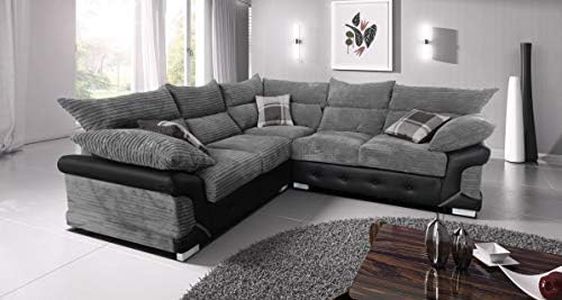 Amazing Sofas Large Corner Sofa Logan Jumbo Cord grey black