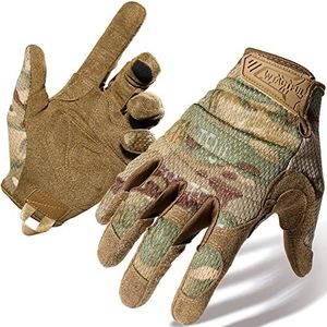 WTACTFUL Lightweight Tactical Gloves for Men & Women, Improved Dexterity Stretchable Grip Guard Protection Breathable Touchscreen Airsoft Paintball Hunting with Padded Palm Flexible Gloves Camo L