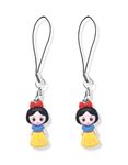 KIPZO® Snow white girl doll cartoon phone charm pendant Keychain Hanging for women kids stylish aesthetic silver necklace Lanyard thread rope strap string earring Ornament decor gift ideas item 2 pcs