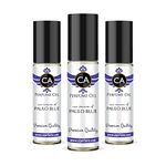 CA Perfume Impression of R. Lauren Paulo Blue For Men Replica Fragrance Body Oil Dupes Alcohol-Free Essential Aromatherapy Sample Travel Size Concentrated Long Lasting Attar Roll-On 0.3 Fl Oz-X3