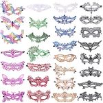 SIQUK 30 Pcs Lace Masquerade Mask Women Venetian Masks Mardi Gras Mask for Halloween Bachelorette Party and Costumes,9 Colors