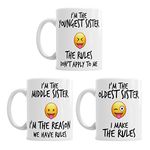 Youngest Middle Oldest Child Sisters Rules Funny Coffee Mug Tea Cup Gift