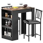 VECELO Small Bar Table and Chairs T