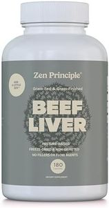 Zen Principle Ultra-Pure Desiccated Beef Liver, Grass-Fed, Pasture-Raised Cows. No Hormones or GMO. Natural Energy and Workout Boost from Iron, Amino Acids, Protein and Vitamins. 180 Capsules 800 Mg.