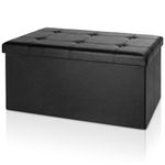 CASARIA® Large Faux Leather Foldable Ottoman Storage Box with Padded Lid | 80x40x40cm | 100 Litres | Decorative Shoe Chest | Lounge Bedroom Hallway Furniture | Black