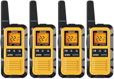 Gaswei G2Pro+ IP67 Waterproof Floating Walkie Talkies with Double PTT, FM Radio, SOS & NOAA Weather Alerts, 2W Long Range Two-Way Radios for Adults, VOX Enabled, Rechargeable Lithium Battery (4 Pack)