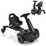 COSTWAY Electric Ride on Drift Car, 6V Battery Powered Racing Kart with 2-Position Adjustable Seat, 360° Spin Wheels, Horn, 2 Speeds Go Kart for Kids Aged 3-8 Years Old (Black)