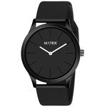 Matrix Minimalist Black Dial with Softest Silicone Strap Analog Wrist Watch for Men & Boys