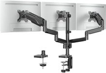 ELIVED Triple Monitor Arm Desk Mount Adjustable Gas Powered PC Monitor Stand for Most 13-27 Inch Monitors with VESA 75x75/100x100, with C-Clamp and Grommet Base, Monitor Arms for 3 Monitors EV006