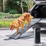 CO-Z Dog Ramp for Car, 170 cm Folding Pet Ramp for Large Dogs up to 90 kg, Car Ramp for Dogs with Non-Slip Rug Surface, Portable Dog Pet Stairs Ramp for Car SUV Truck Bed Sofa, Indoor and Outdoor Use