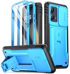 Poetic Revolution Case for Motorola Moto Edge 2024 [Not for 2023 Version], [Slide Camera Cover], Full-Body Military Grade Rugged Shockproof Cover with Kickstand and Built-in-Screen Protector, Blue