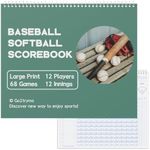 Go2trymo Baseball Softball Scorebook, 68 Games, 12 Innings Scores, 12 Players Lineup, Large Print Baseball Score Keeping Book for Adult, Youth, Scorekeepers