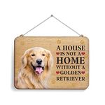 100yellow® Golden Retriever Printed Wooden Sign Decorative Plaque For Home| Adorable Dog Signs for Wall and Door | 8 x 11 Inches