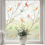 SIA VENDORS Window Privacy Decorative Stained Glass Window Decal Tint Film, Adhesive Static Cling Sun Blocking Window Stickers, Door Window Covering for Home (12IN' x 4FT', Bird Film)