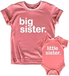 big sister little sister matching outfits shirts set baby toddler newborn girls, Mauve, Kid (8Y) / Baby (3-6M)