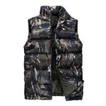 Chickwin Men's Camouflage Sports Warmer Gilets, Zip Sleeveless Padded Casual Vest Jacket Coat Soft Comfort Lightweight Outdoors Running (L,Khaki camouflage)