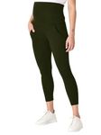 The Mom Store Comfy Maternity Leggings Comfortable Soft Pre and Post Pregnancy 95% Cotton 5% Lycra (Olive_M)