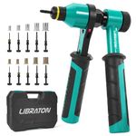 LIBRATON Rivet Nut Tool Kit, Rivnut Tool, Professional Ratchet Rivet Nut Tool, Ratcheting Riv Nut Tool with 10 SAE and Metric Mandrels, 100PCS Rivet Nuts, Rugged Carry Case, Nutsert Kit for Automotive