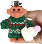 HUMWE Troll Dolls Lighter Case Cover Holder with Sweater hat Link Chain Cute Funny Lighters Sleeve for 3.2in Regular Lighter (Green)