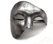 Half Face Halloween Mask Silver Phantom Of the Opera Costume Adult Outfit Venetian Carnival Masquerade Party Fancy Dress Cosplay For Men Women
