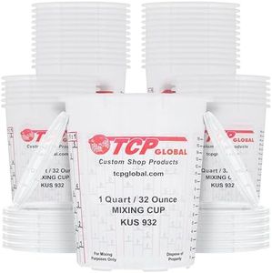 Custom Shop - Pack of 36 Each - 32 Ounce Graduated Paint Mixing Cups - Cups are Calibrated with Multiple Mixing Ratios - Also Includes 12 Lids