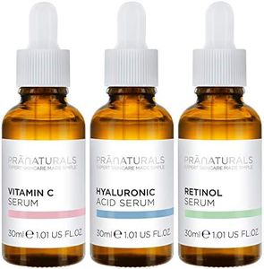 PraNaturals Kit de Sérums Faciales 3x30ml - Ácido Hialurónico, Retinol y Vitamina C - Borra las Líneas Finas y las Arrugas, Enriquecido con Aceites y Vitaminas Naturales