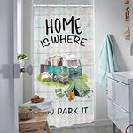 LIGHTINHOME Camper RV Trailer Shower Curtain 36Wx72H Inch Small Stall Rustic Camping Farmhouse Relaxing Fabric Waterproof Bathroom Home Decor Set 7 Plastic Hooks