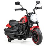 Costzon Toddler Motorcycle, 6V Battery Powered Electric Motorcycle with Detachable Training Wheels, Soft Start, Headlights & Music, Kids Motorcycle Ride on Toy for Toddlers Boys 18+ Months (Red)