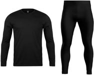 Orbiz Men’s Thermal Underwear Set - Full Long Sleeve Vest Top and Long Johns Bottoms Perfect Heat Micro Winter Underwear (X-Large, Black)