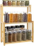 FoverOne 3-Tier Bamboo Spice Rack, 21" H Seasoning Jars Rack Shelf Spice Containers Organizer for Kitchen Countertop or Closet