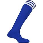 Mitre Adult Mercury 3 Stripe Football Socks | Football Team Kit | Lightweight Long Sock | Breathable Sports Sock, Royal/White, Senior (7 UK - 12 UK)