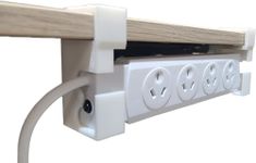 Wall Mounted Power Strip Organiser, Desk Mount, No Screws or Adhesive Needed… (40 mm) White