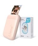 Liene Portable Photo Printer, 2x3 Mini Instant Color Mono Picture Printer w/ 50 Zink Adhesive Sheets, Bluetooth 5.0, Compatible w/iOS & Android, Small Photo Printer for Smartphones, Pink