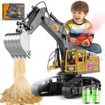 Remote Control Excavator Toys for Boys- Construction Toy Engineering Digger Truck, Excavator Toys for Boys 5 6 7 8 Year Old Educational Toys Kids Christmas Birthday Gift …