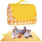 Extra Large Outdoor Picnic Blanket, 79"x79" Waterproof Picnic Mat, Sandproof Beach Blanket Portable Camping Blanket Lightweight for Park Beach Camping Courtyard (Yellow)