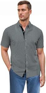 ETHANOL Men Classic Slim Fit Woven Short Sleeve Wrinkle Resistant Print Shirt MSTL465677 894 White L