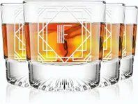 Greenline Goods - Monogram Art Deco Etched Letter F Whiskey Glass Perfect for Bourbon, Scotch, Liquor, Cocktail - Crystal Whiskey Glasses Set of 4 - Best Tasting Experience with Vintage Rocks Glasses