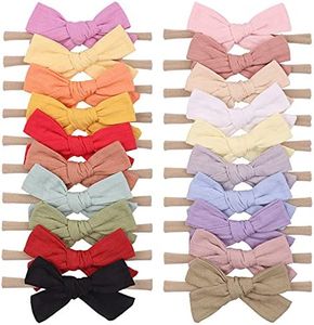 20pcs Baby Girls Cotton Hair Bows Headbands Nylon Hair Bands Elastic Hair Accessories for Newborn Kids Infants Toddlers