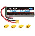 HRB 4s 3300mAh 14.8V 60C RC Lipo Battery Pack with XT60 Plug for RC Plane, RC Helicopter, RC Car/Truck, RC Boat (EC3/Deans/Tr/Tamiya)