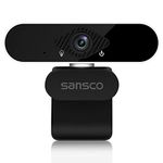 SANSCO 1080p Full HD Webcam with Microphone, Noise-Reducing, Plug and Play PC USB Web Camera for Video Calling, Recording, Online Study, Conference and Gaming with Rotatable Clip